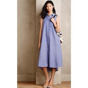 MAEVE SAVILE MIDI DRESS IN BLUE STRIPE BY ANTHROPOLOGIE SIZE 12